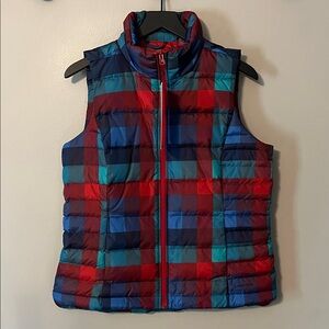 New! Lands’ End Down puffer Vest plaid size medium NWT